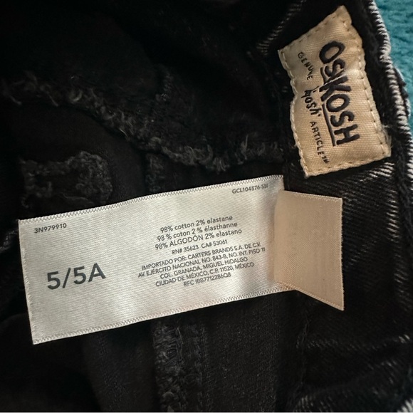OshKosh B'gosh Black Denim Kids Jeans Size 5 Girls - Picture 5 of 13